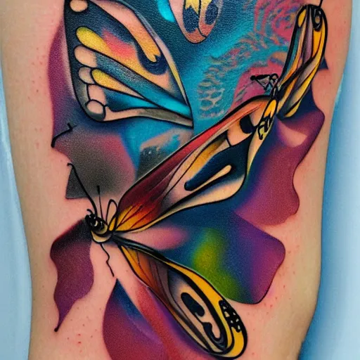 Prompt: lorenz attractor depicted as a butterfly, abstract, tattoo
