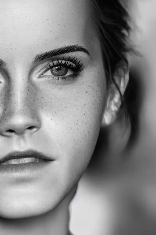 Prompt: emma watson macro photo, award - winning photography, really close, close - up, 5 mm, canon f / 1. 8 g af - s dx, detailed,