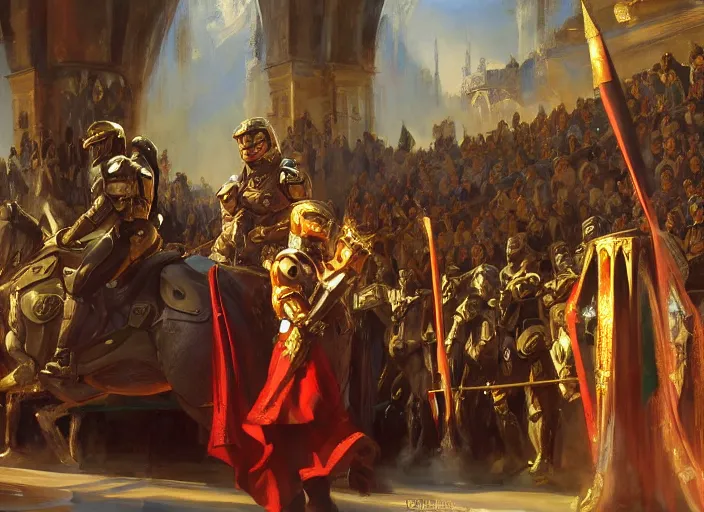 Image similar to halo master chief in a medieval royal procession by vladimir volegov and alexander averin and delphin enjolras and daniel f. gerhartz