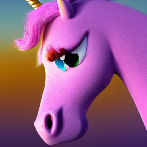 Prompt: unicorn made by Pixar, high resolution, 8k