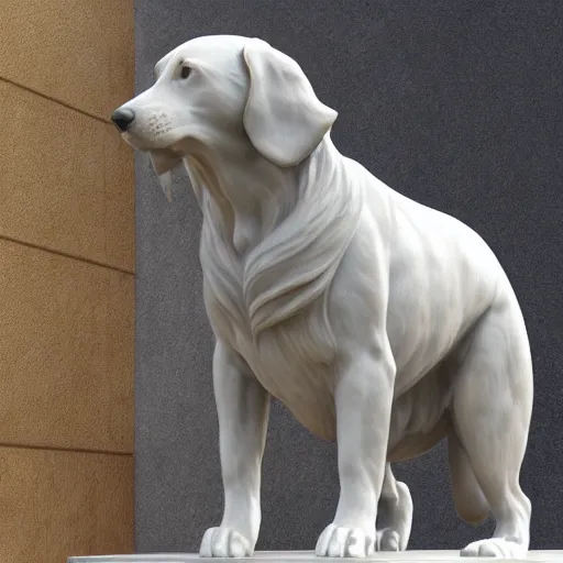 Prompt: marble statue of a dog, realistic, artistic, 4 k resolution, award winning