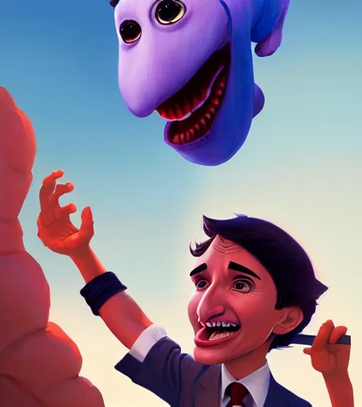 Image similar to sock puppet justin trudeau as sock puppet, loftis, cory behance hd by jesper ejsing, by rhads, makoto shinkai and lois van baarle, ilya kuvshinov, rossdraws global illumination