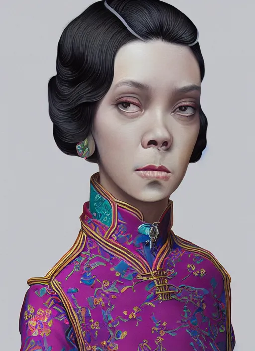 Prompt: cheongsam : : by martine johanna and simon stalenhag and chie yoshii and casey weldon and wlop : : ornate, dynamic, particulate, rich colors, intricate, elegant, highly detailed, centered, artstation, smooth, sharp focus, octane render, 3 d