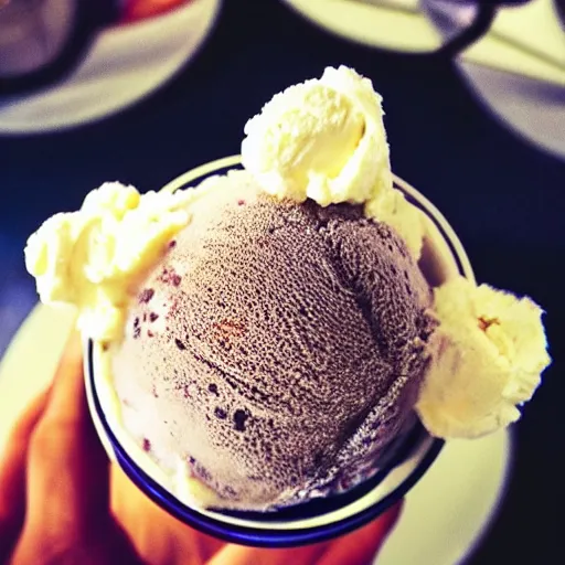 Image similar to close up high resolution photo of hairy ice cream, very tasty, food photography, instagram, trending