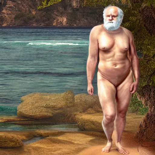 Image similar to dreamt in 5. 7 1 s for @ loo'e's! dream charles darwin in a bikini realistic 4 k photograph