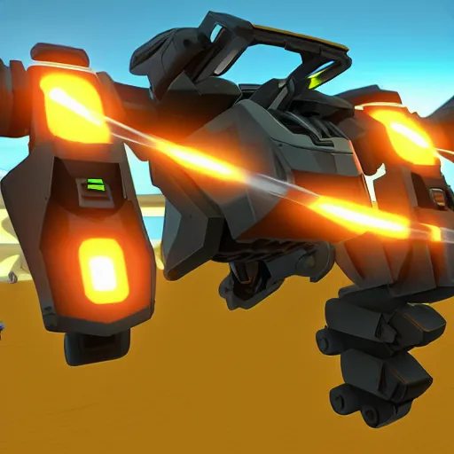 Image similar to screenshot from the game robocraft of a railgun bot, 8 k resolution