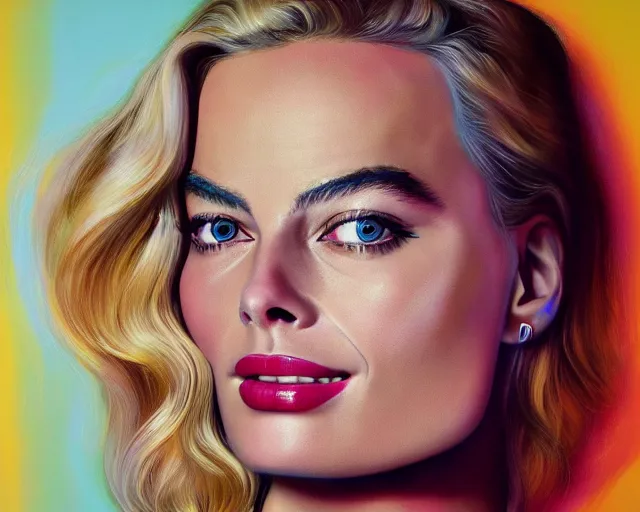 Prompt: led art of margot robbie, hyper detailed, award winning