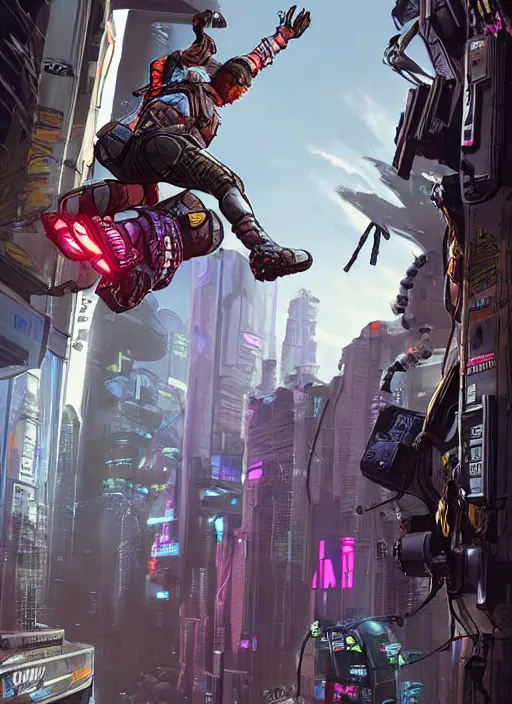Image similar to apex legends cyberpunk free runner. concept art by james gurney and mœbius. gorgeous face, cinematic, dramatic lighting ( cyberpunk 2 0 7 7 ), clean aesthetic