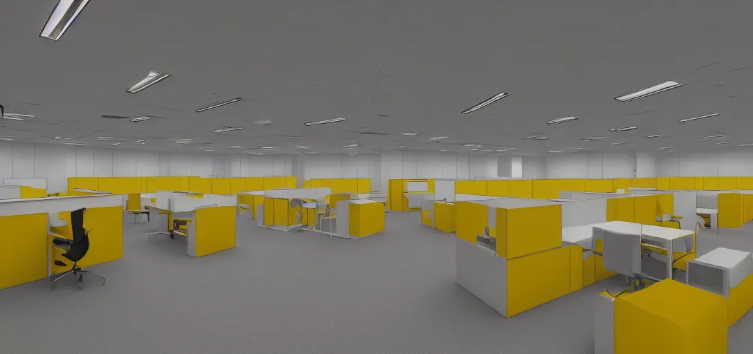 Prompt: backrooms yellow office place with nobody bright, 8 k photorealistic, hd, high details, trending on artstation
