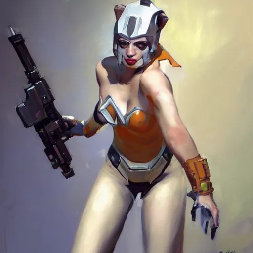 Image similar to greg manchess portrait painting of partially armored leeloo from the 5 th element as overwatch character, medium shot, asymmetrical, profile picture, organic painting, sunny day, matte painting, bold shapes, hard edges, street art, trending on artstation, by huang guangjian, gil elvgren, ruan jia, randy vargas, greg rutkowski