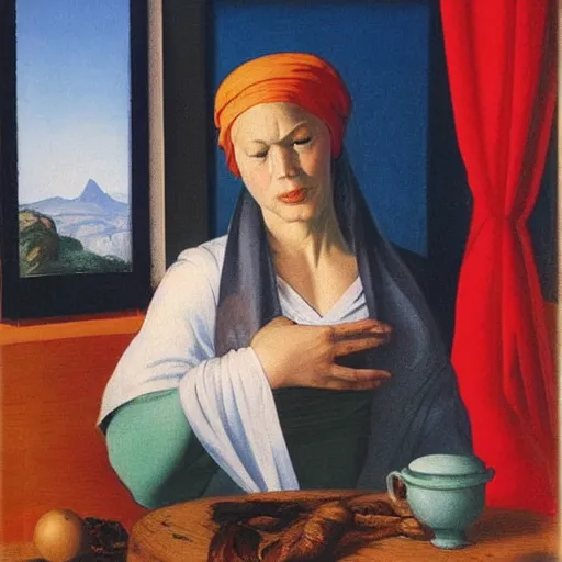 Image similar to a fortune teller giving you a bad day by Raphael, Hopper, and Rene Magritte. detailed, romantic, enchanting, trending on artstation.