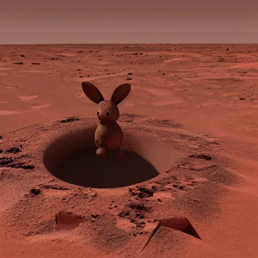 Prompt: cute bunny crossing a portal on mars, photorealistic, 4K