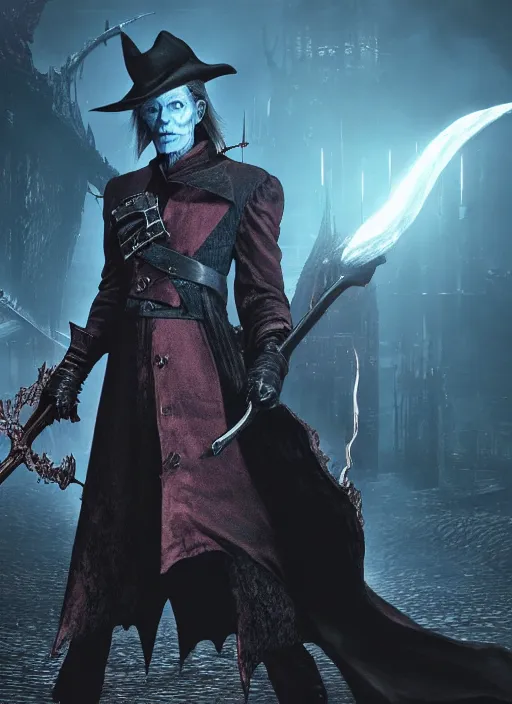 Image similar to david bowie in bloodborne universe by hidetaka miyazaki, studio lights, 8 k hd.