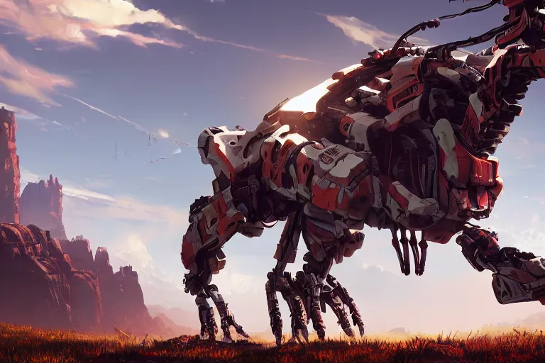 Image similar to longleg machine mecanical creature robot of horizon forbidden west horizon zero dawn bioluminiscence global illumination ray tracing hdr fanart arstation by ian pesty and alena aenami artworks in 4 k