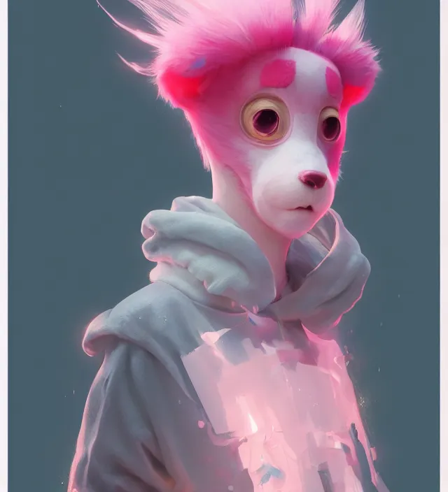 Image similar to a beautiful portrait of a cute boy with pink hair wearing a kigurumi. character design by cory loftis, fenghua zhong, ryohei hase, ismail inceoglu and ruan jia. artstation, volumetric light, detailed, photorealistic, rendered in octane