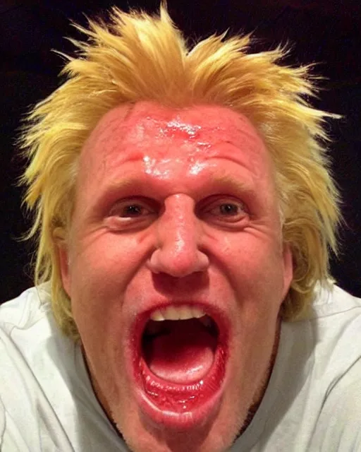 Prompt: strawberry merged with gary busey