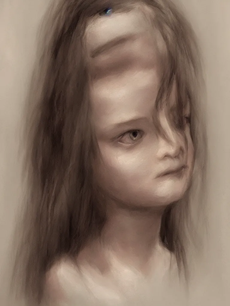 Image similar to haunting and sad girl portrait by disney concept artists, blunt borders, golden ratio