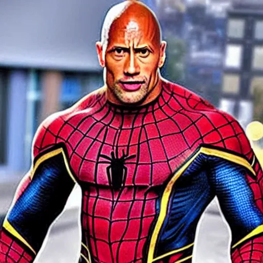 Image similar to dwayne johnson as spiderman