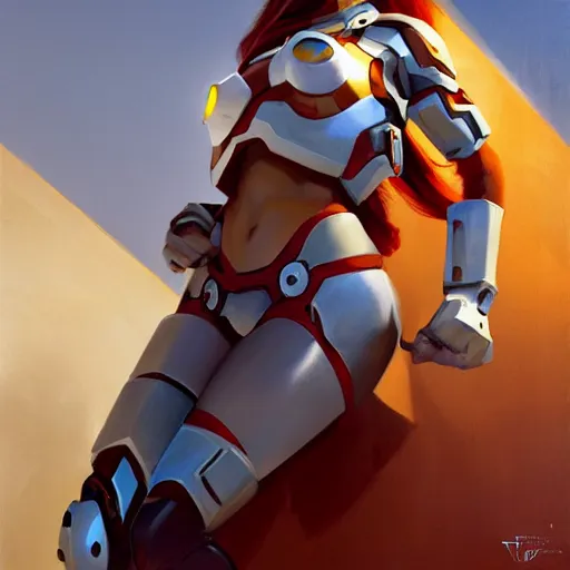 Image similar to greg manchess portrait painting of a female ironman as overwatch character, medium shot, asymmetrical, profile picture, organic painting, sunny day, matte painting, bold shapes, hard edges, street art, trending on artstation, by huang guangjian, gil elvgren, ruan jia, greg rutkowski, gaston bussiere