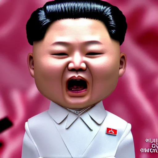 Prompt: kim jong un doll screaming at jimin octane render