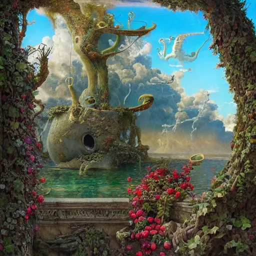 Image similar to paint surrealist 👁🍜🍄, ferdinand knab, high definition and detailed 4 k