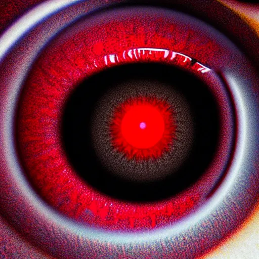 Image similar to a detailed extremely close up of inside the iris, cornea, red image, microscopic, extremely close up drawing by junji ito, cgsociety, generative art, lovecraftian, parallax, cosmic horror, extremely detailed, hyperrealism, unreal engine, octane render, award winning, masterpiece, highly detailed, realistic, 4 k, digital