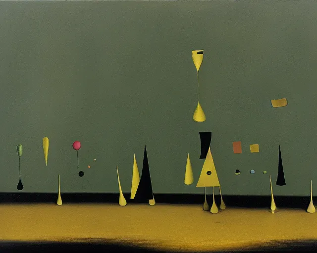 Prompt: a green, gold, and black painting by Yves Tanguy