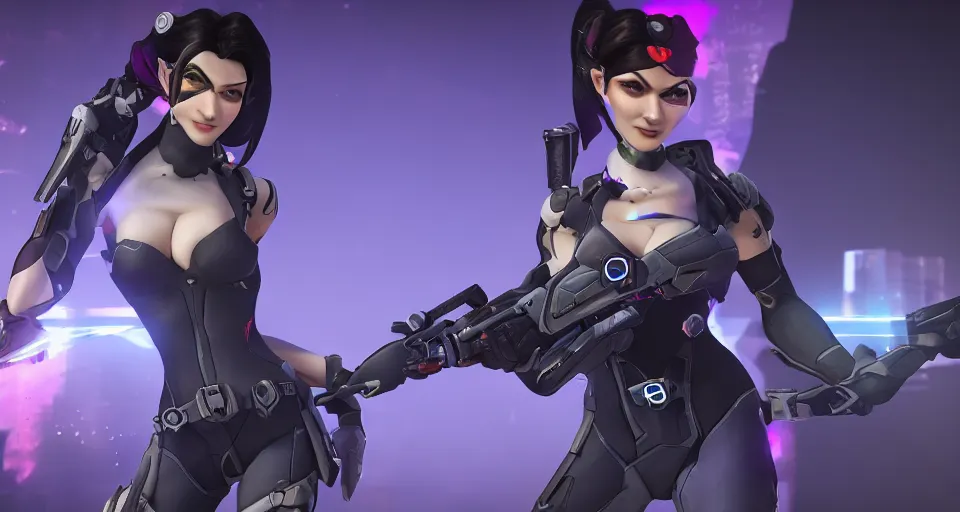 Prompt: widowmaker, overwatch, 4 k, screenshot, high detailed