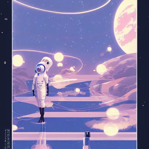 Image similar to model pixar kim kardashian light novel illustration as an astronaut by makoto shinkai by victo ngai by