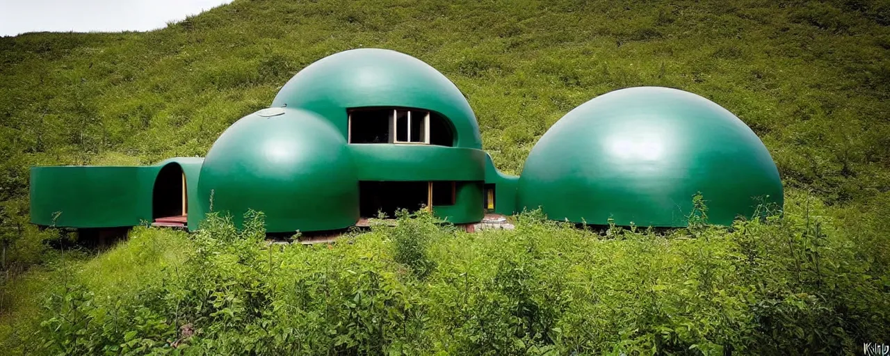 Image similar to spectacular green dome house by kristoffer tejlgaard, earthship, optimus sun orientation, north hemisphere,