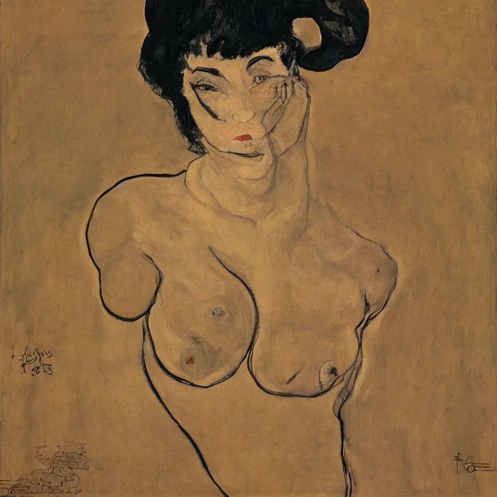 Image similar to portrait of a panther woman. henri de toulouse - lautrec,, egon schiele, aubrey beardsley, moebius