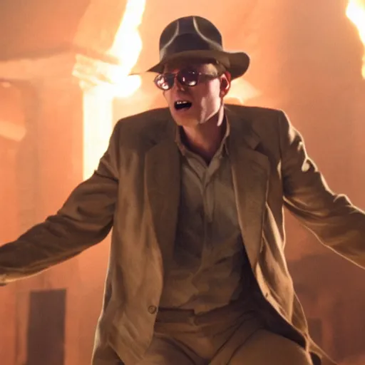 Image similar to Live Action Still of Jerma in Raiders of the Lost Ark, real life, hyperrealistic, ultra realistic, realistic, highly detailed, epic, HD quality, 8k resolution, body and headshot, film still