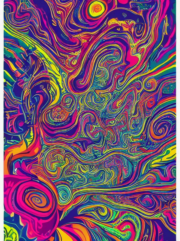 Prompt: A psychedelic poster by Wes Wilson