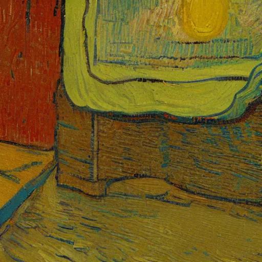 Prompt: detail of a painting by Vincent Van Gogh, up-close, thick impasto paint, high textures