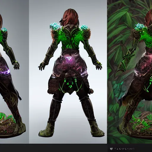 Image similar to female earth mage, high quality character design, action pose : : spotlight, biopunk, forestpunk, high detail, 1 6 k, oled, shadows, reflections, digital art