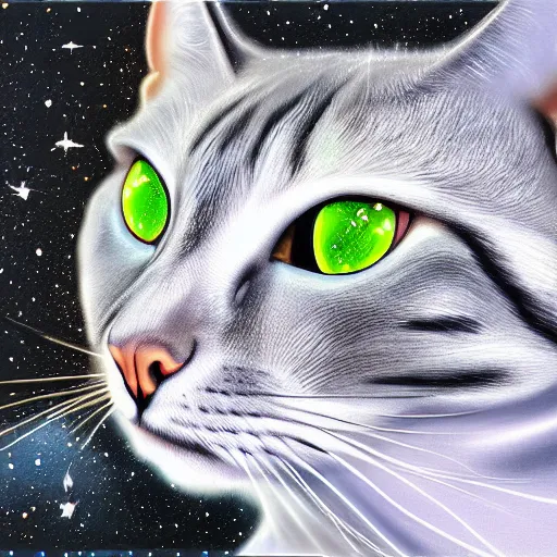 Prompt: space cat, realistic, highly detailed, centered, digital painting