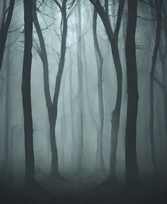 Image similar to xenomorph dark forest with trees all merge, dark mist colors, giger background liminal void, digital art, cinematic lighting, realistic, award winning photograph, various refining methods, micro macro autofocus