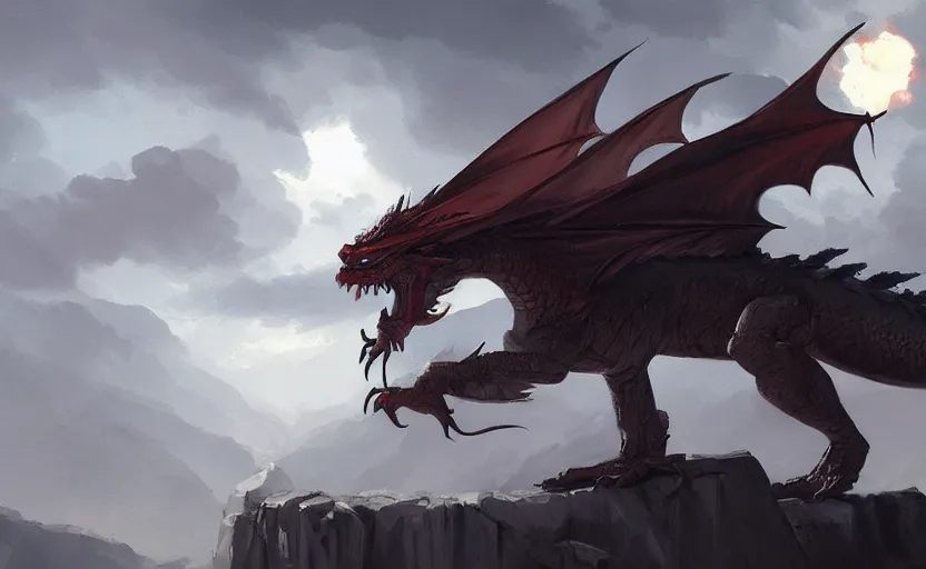 Prompt: A painting of a Dragon trending on artstation in the style of Greg Rutkowski