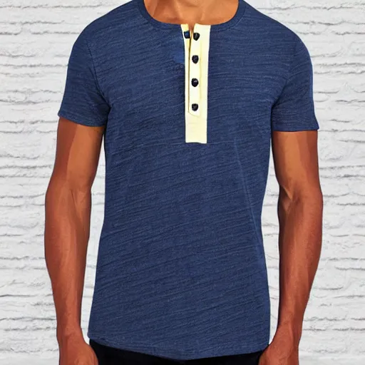 Image similar to men's henley tshirt, patchwork, split into four equal colors