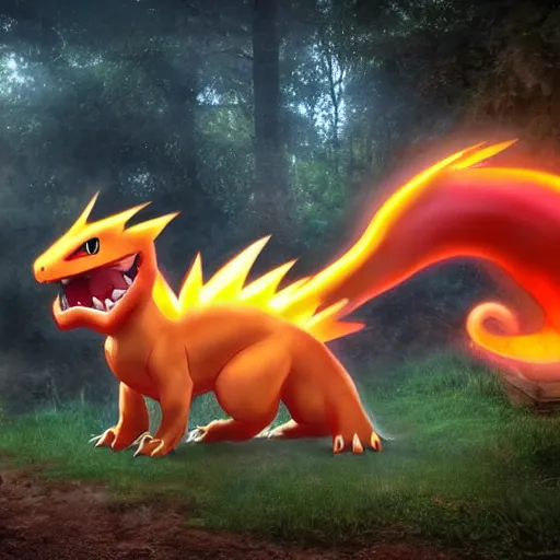 Prompt: highly realistic pokemon charmeleon, photo at zoo, intricate, portrait, 8 k highly professionally detailed, hdr, cgsociety