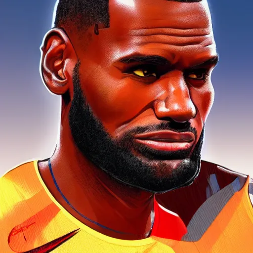 Prompt: James Lebron, artstation, Daniele Cerritelli art