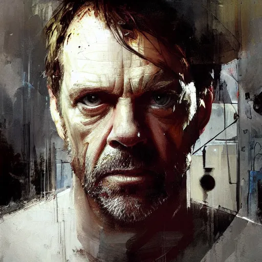 Image similar to face protrait of doctor house,, jeremy mann painting