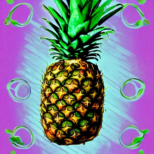 Prompt: a ripe luscious pineapple tattoo that's also edible, digital art