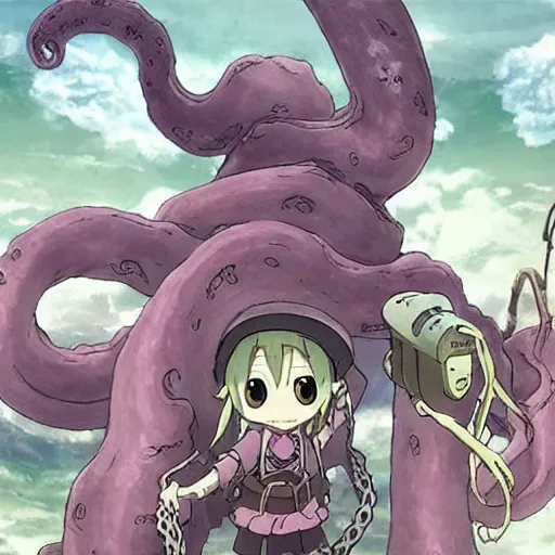 Image similar to “a tentacle monster in the anime Made in Abyss”