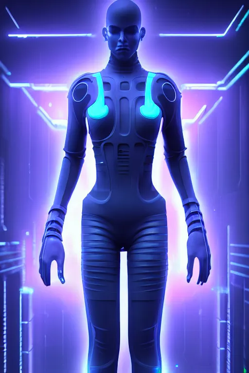 Image similar to high quality 3 d render sci - fi metaverse avatar! hybrid fighting, highly detailed, unreal engine cinematic smooth, in the style of blade runner, hannah yata charlie immer, dark blue neon light, low angle, uhd 8 k, sharp focus