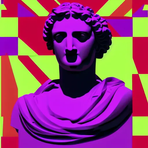 Roman statue in vaporwave style, geometric vector, Stable Diffusion