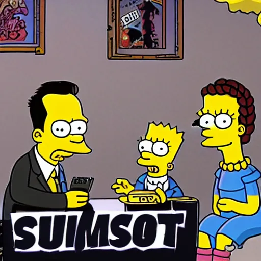Image similar to simpsons episode with elon musk