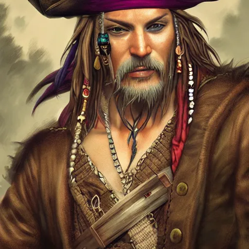 Prompt: Pirate king, high resolution fantasy concept art, realistic, intricate details, soft lighting