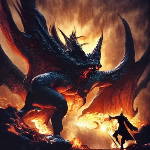 Image similar to Harry Potter battles the Balrog of Morgoth