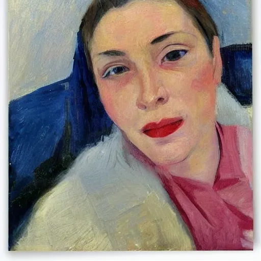 Prompt: selfie taken by a woman in 2 0 1 9, painted by zinaida serebriakova